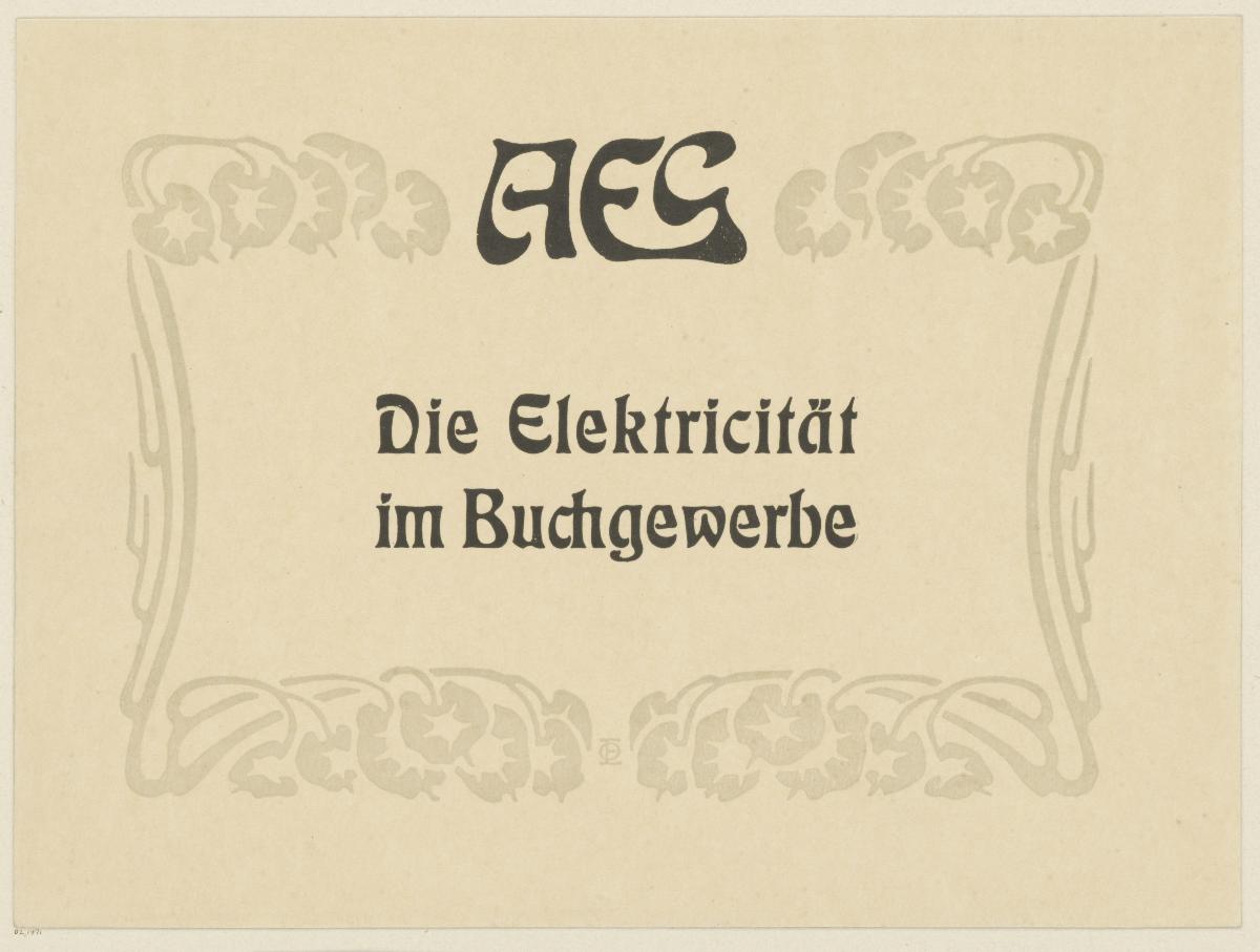 Titelblatt AEG Die Elektricität im Buchgewerbe