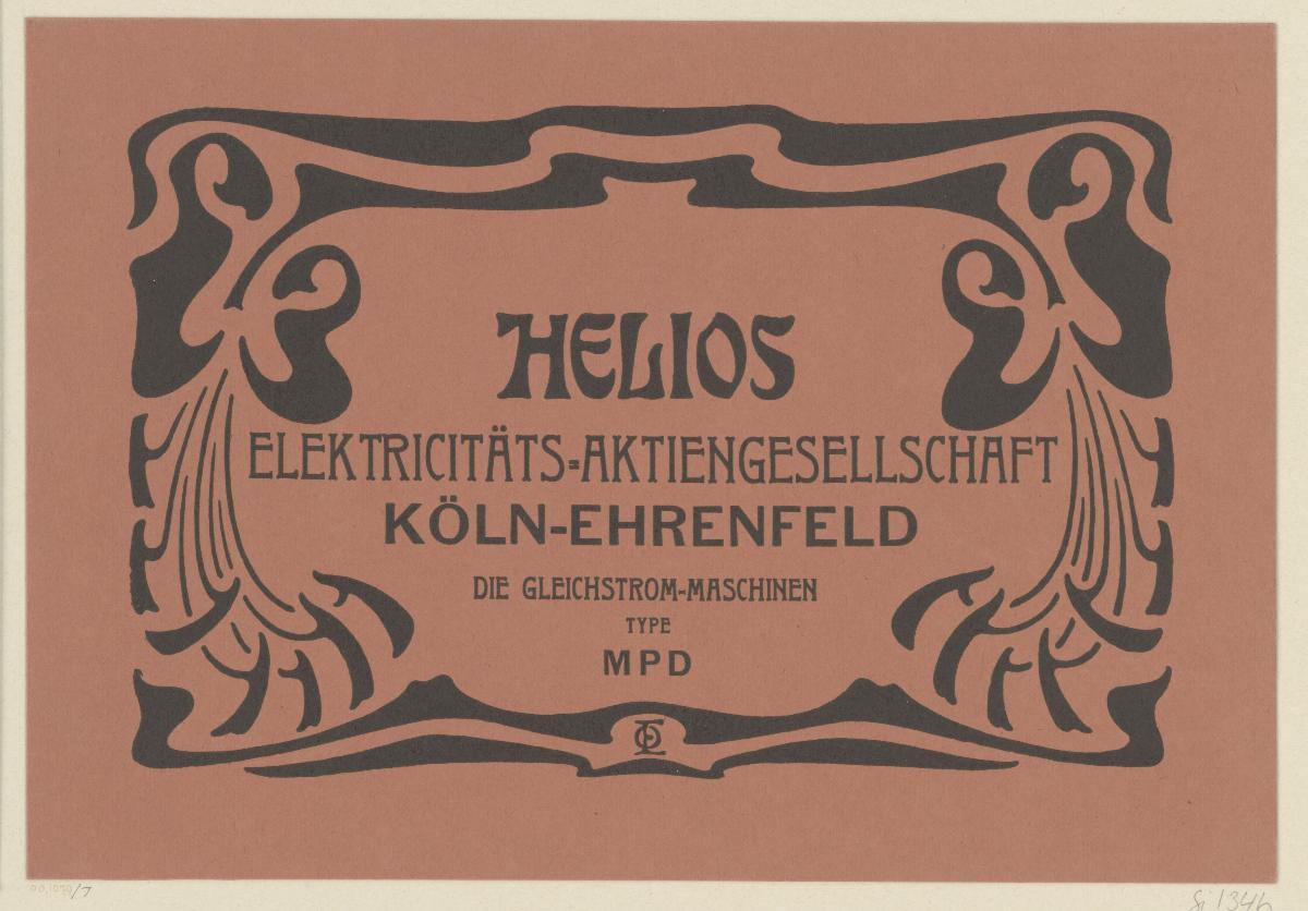 Titelblatt Helios Elektrizitäts-Aktiengesellschaft Köln-Ehrenfeld
