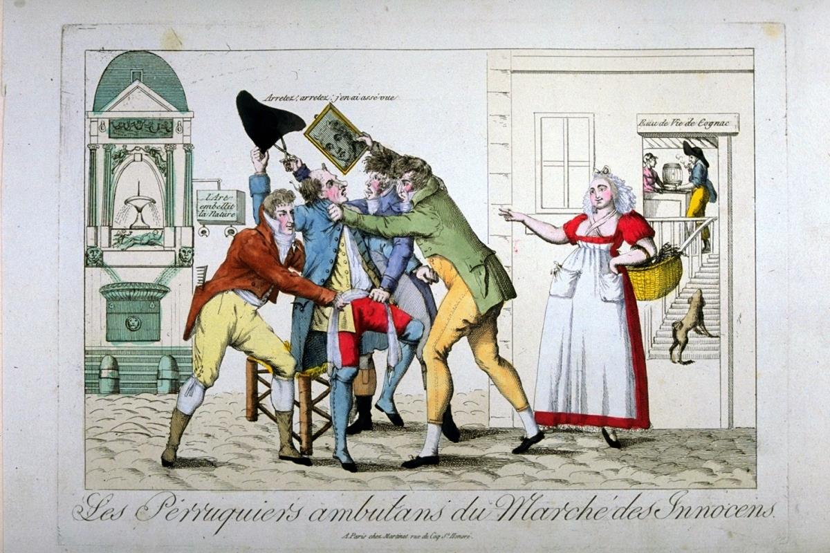 Les Perruquiers ambulans du Marché des Innocens