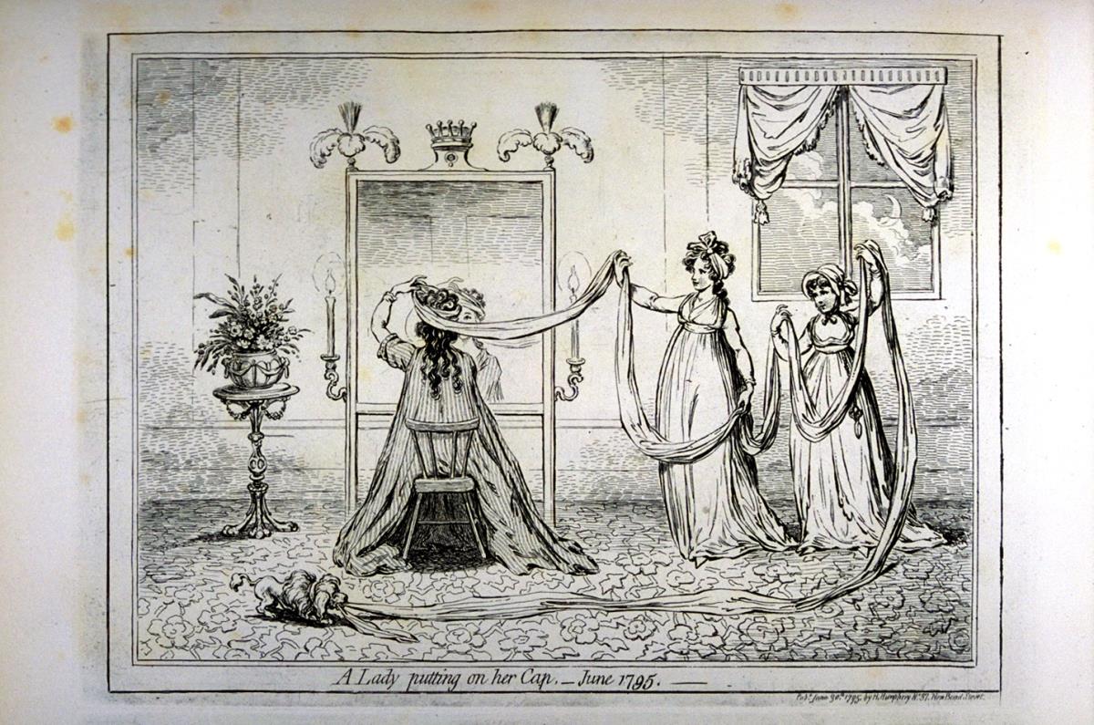 A Lady putting on her Cap