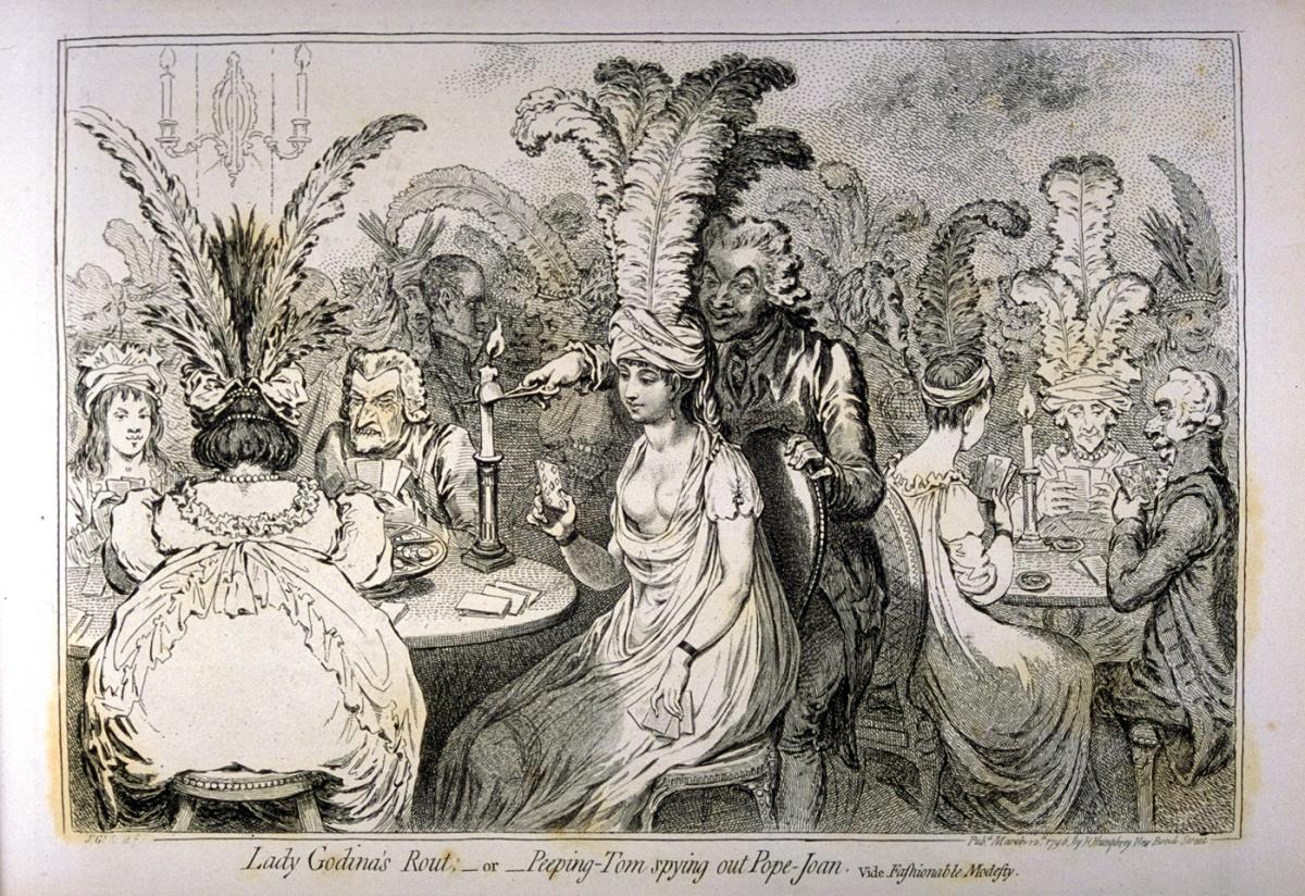 Lady Godina's Rout or Peeping Tom spying out Pope-Joan