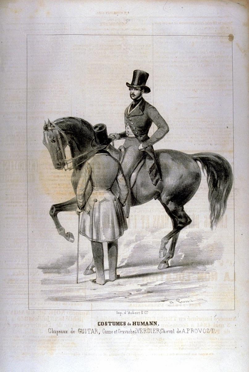 Chapeaux de Guitar, Canne et Cravache de Verdier, Cheval de A. Provost