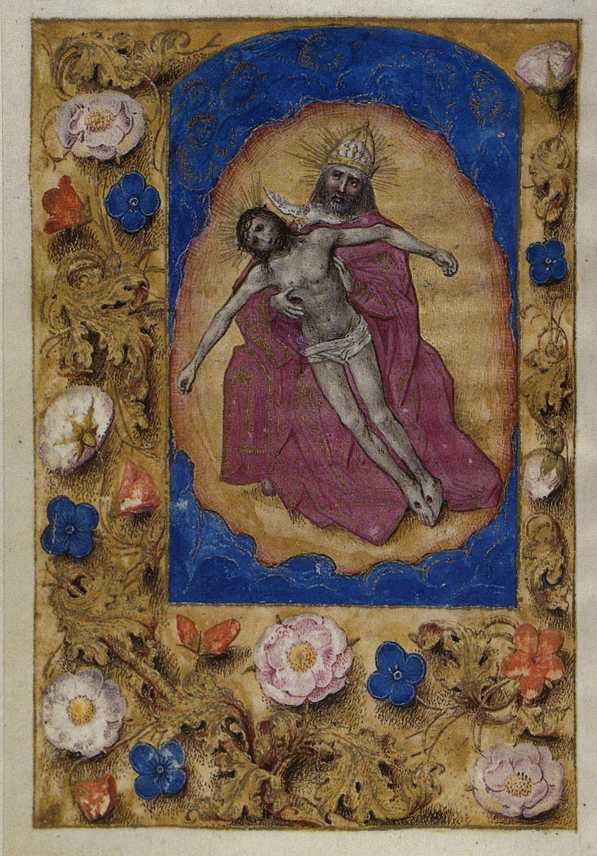 Die Heilige Dreifaltigkeit, in: Stundenbuch der Maria von Burgund und Kaiser Maximilians