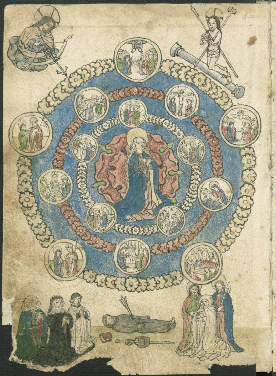 Rosenkranzbild, aus dem "Skizzenbuch des Michel Wolgemut"