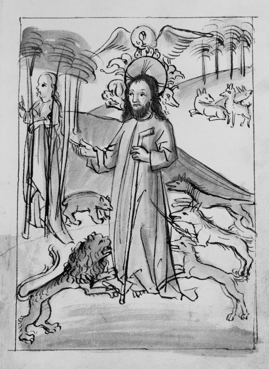 Christus unter den Tieren, aus dem "Skizzenbuch des Michel Wolgemut"