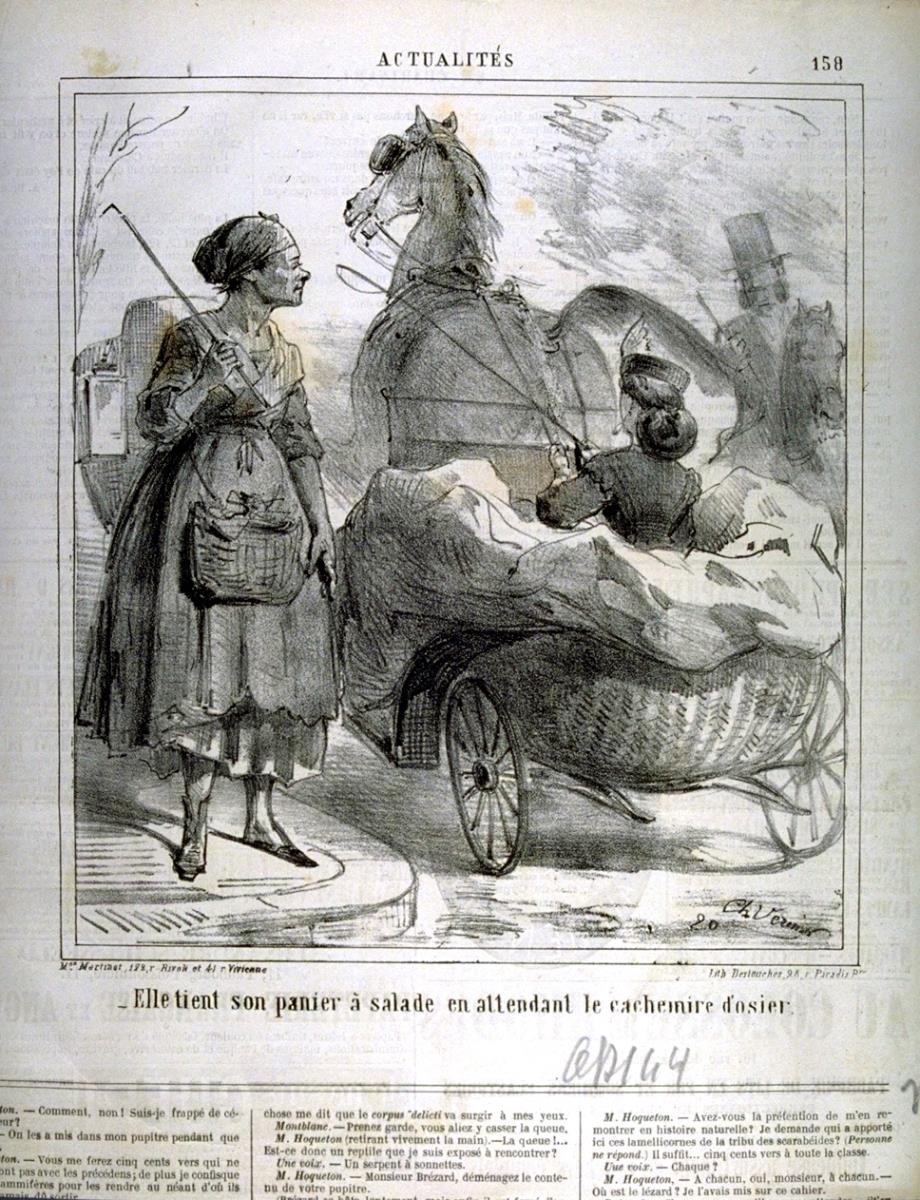 Elle tient son panier à salade en attendant le cachemire d'osier