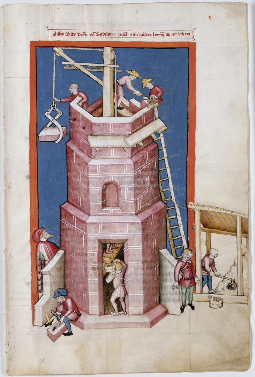 Toggenburg-Bibel. Turmbau zu Babel