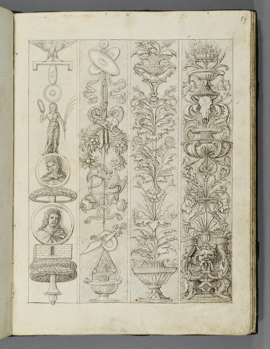 Codex Mantegna, vier Groteskenornamente