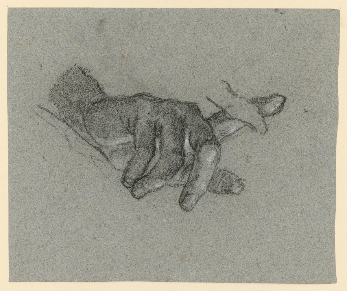Zeigende linke Hand