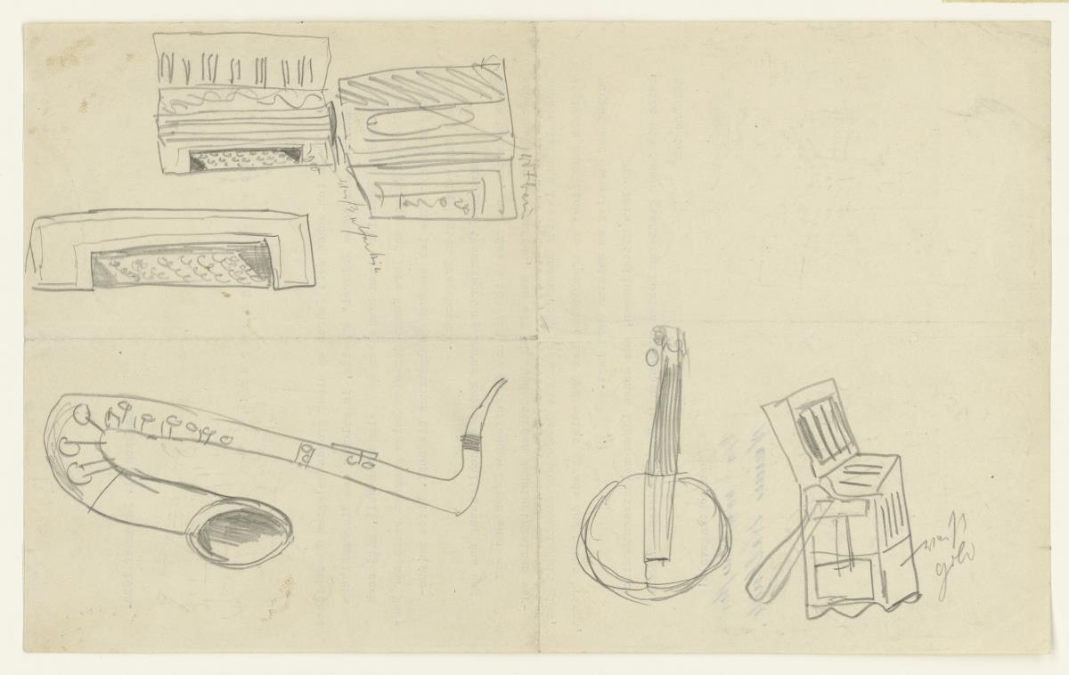 Instrumente einer Jazz-Kapelle: Saxofon, Banjo, Akkordeon