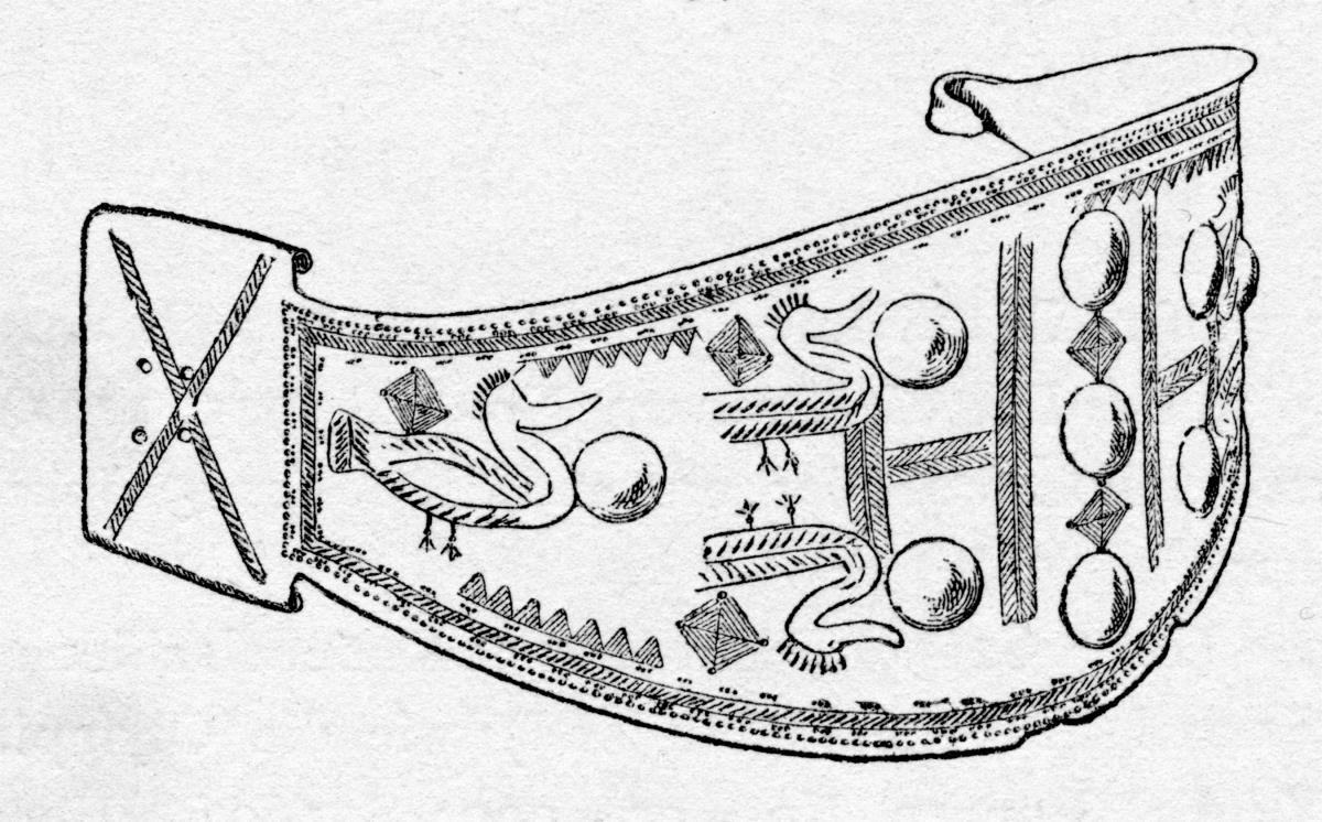 Altitalischer Gürtel mit reicher Gravierung, .... Ornamenten und Vögeln