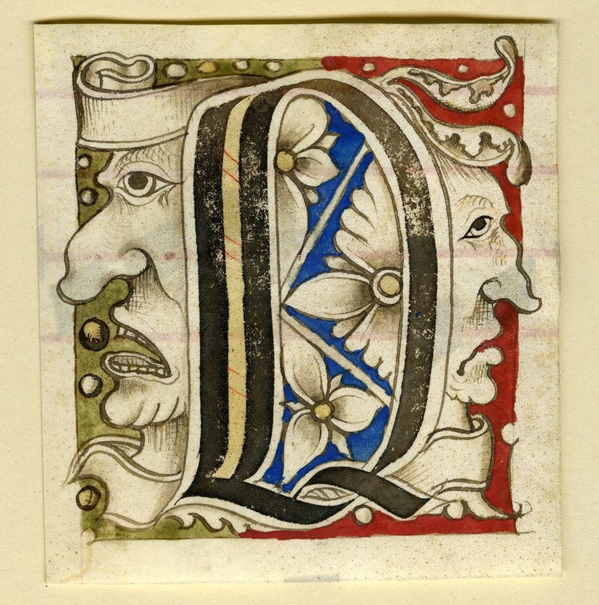 Initiale Q mit Masken aus einem Antiphonar für Ludwig XII. und Anne de Bretagne, Frankreich