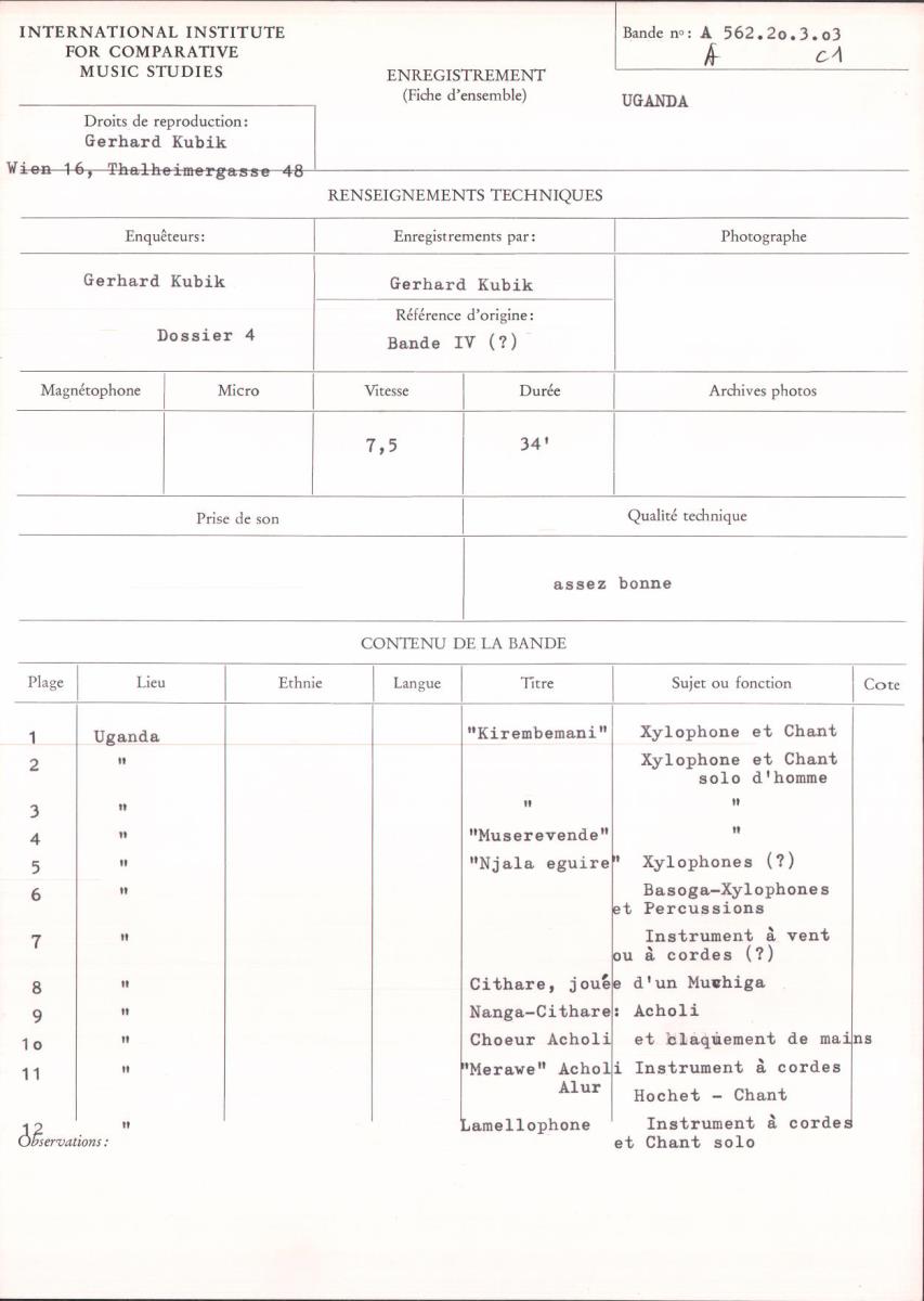 Uganda, Bande IV (?)