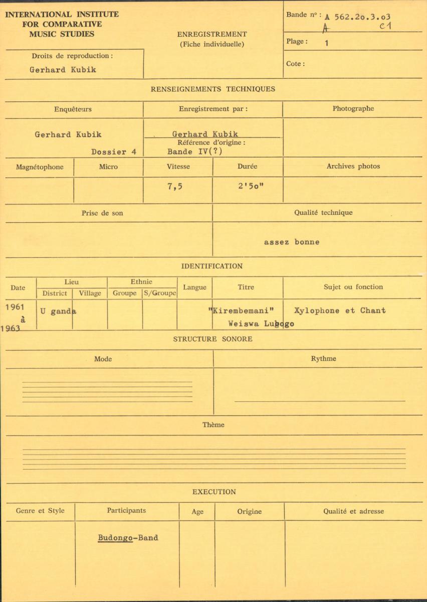 Uganda, Bande IV (?)