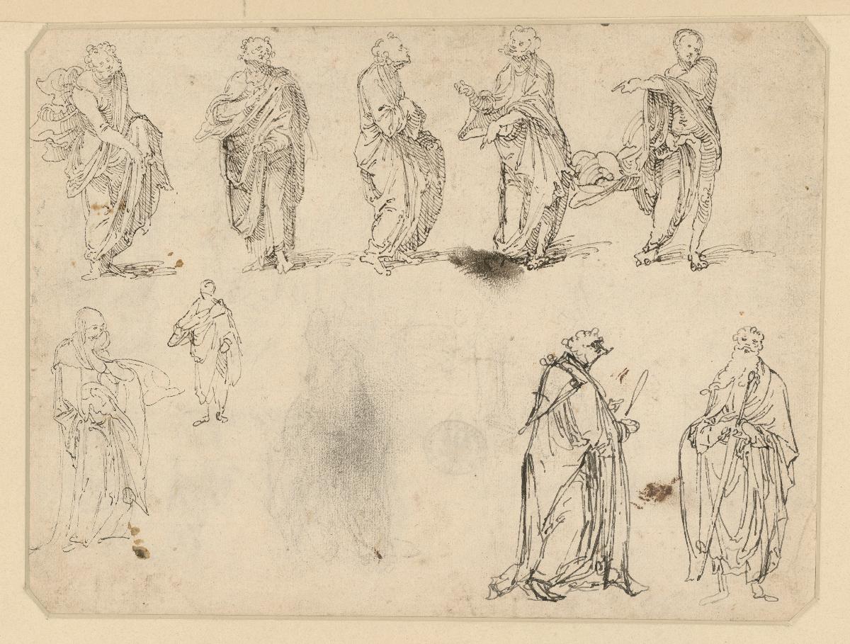 Figurenstudien der Apostel, der Madonna, des Schmerzensmannes u. a.