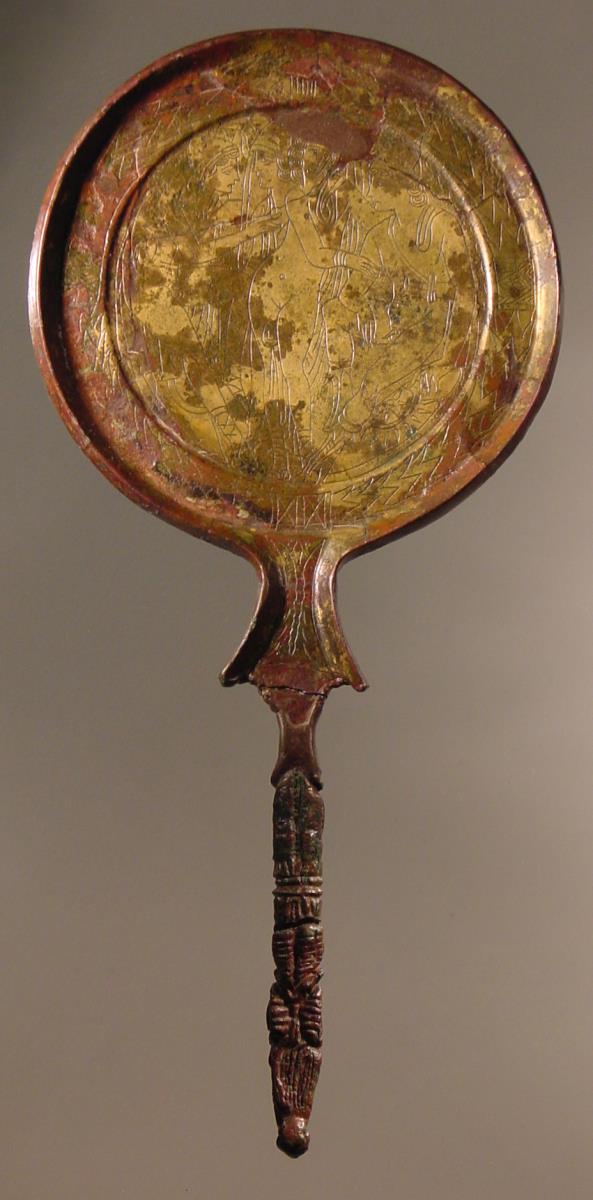 Etruskischer Spiegel mit Dioskuren, Minerva und Venus