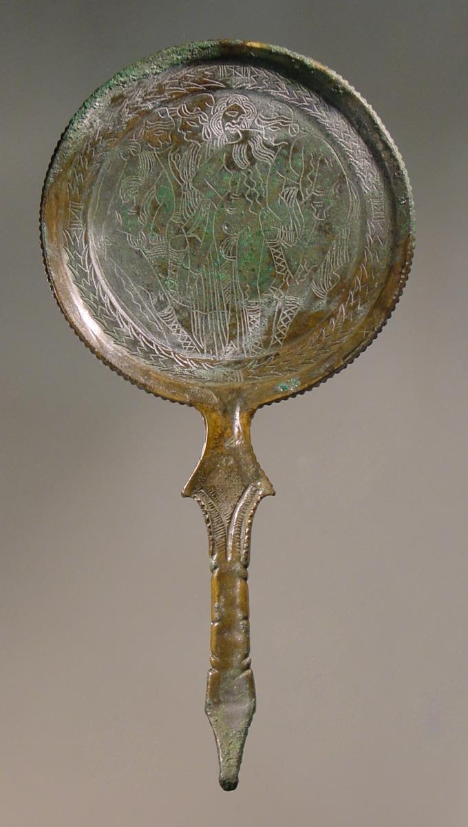 Etruskischer Spiegel mit Dioskuren, Minerva und Venus