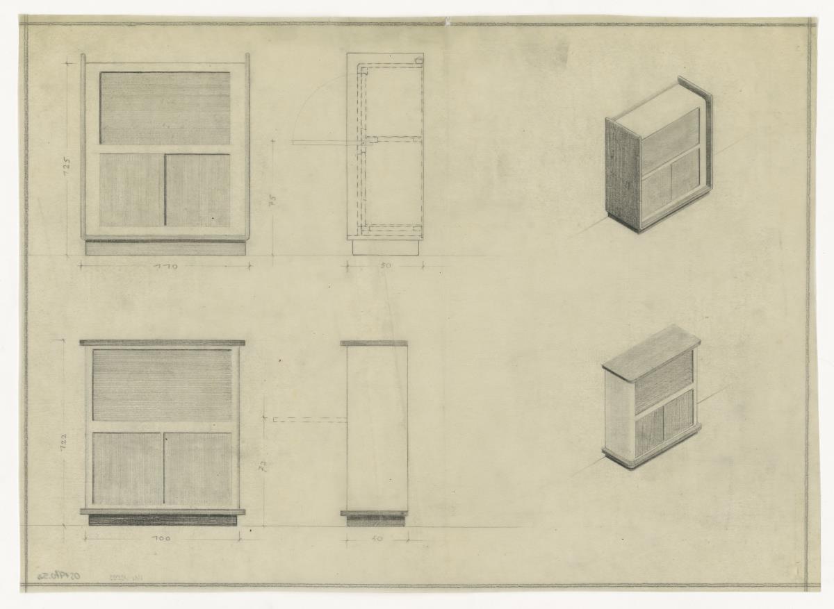 Schreibschrank, Ansichten (Möbelentwürfe, Misch- und Übergangsformen)