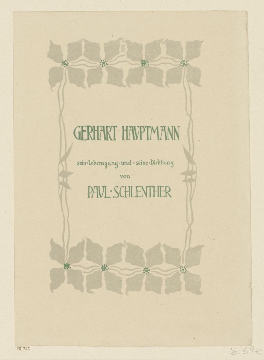 Umschlagtitel zu Paul Schlenther, Gerhart Hauptmann