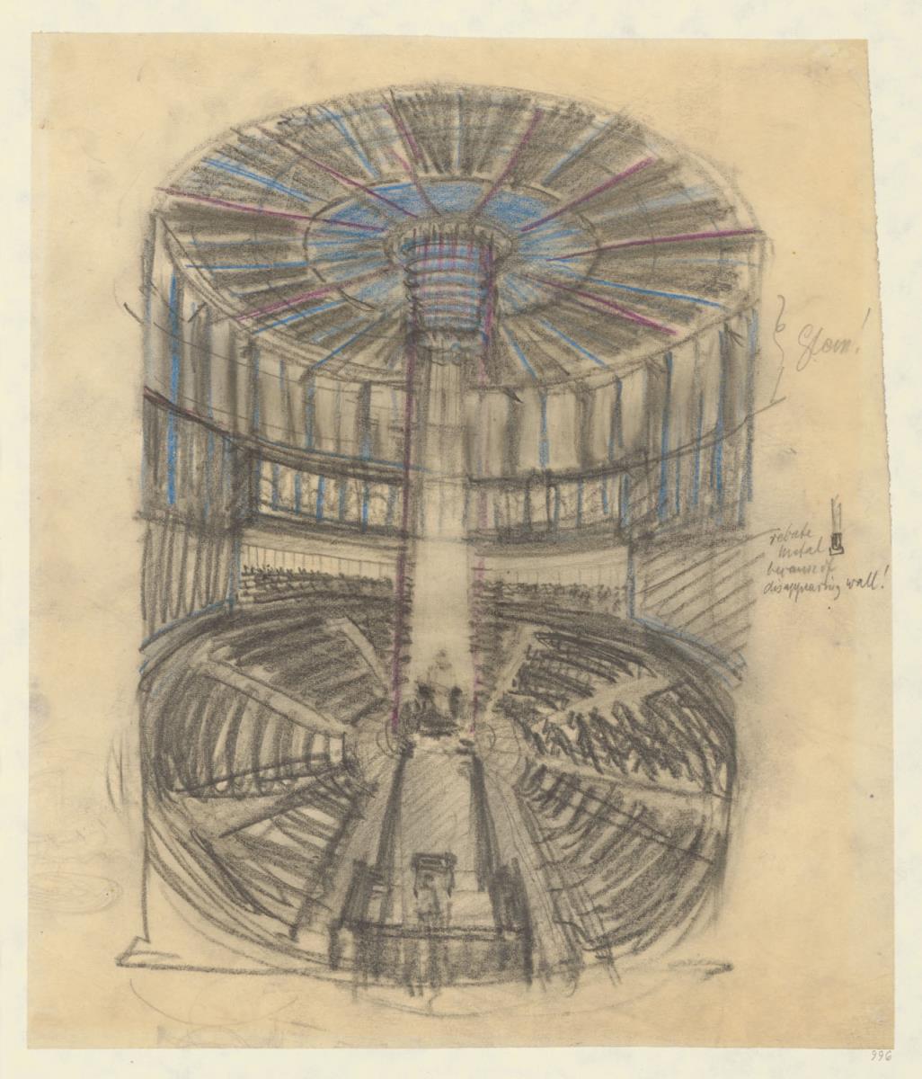 St. Louis, Missouri, Synagoge B’ Nai Amoona, Skizzen Innenansicht, Detailansicht
