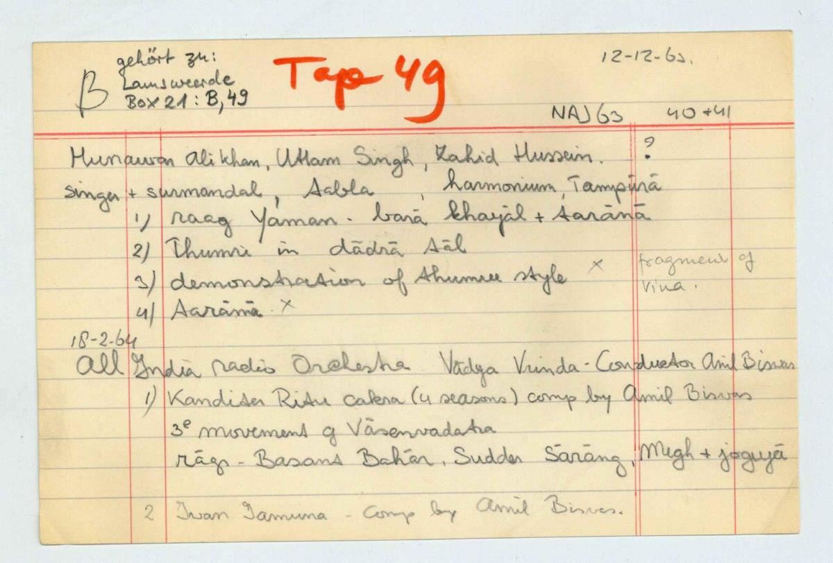 R Subbe Rao, Voleti Venkateswaren (Yella Servauren, D. Panderangarajan,Yella Venkateswara Rao), K. Kamamy 
Munawar Ali Khan, Uttam Singh, Zahid Hussein
All India Radio Orchestra (Anil Biswas)
