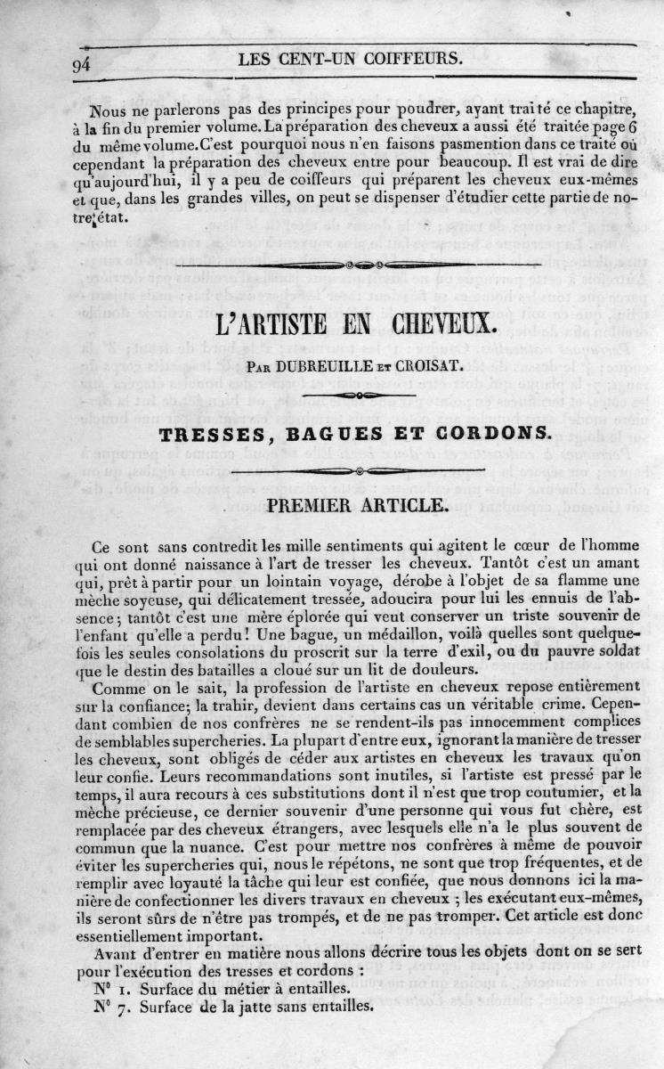 Les Cent-un coiffeurs de tous les pays: L'Artiste en Cheveux: Tresses, Bagues et Cordons
