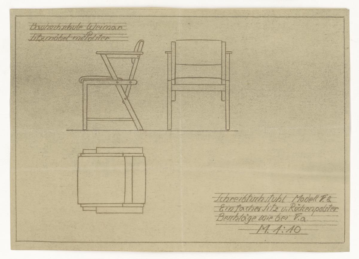 Schreibtischstuhl, Modell Vb (Möbelentwürfe, Sitzmöbel)