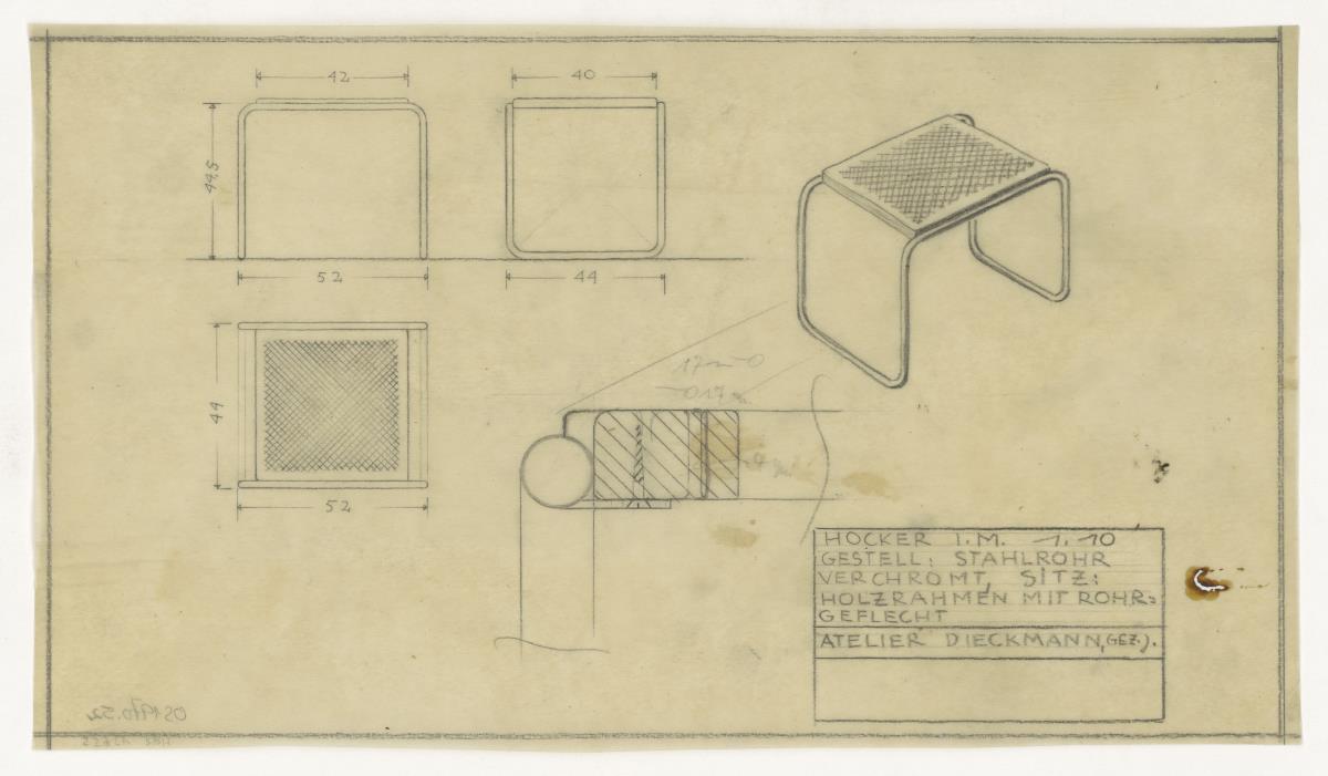 Hocker, Ansichten (Möbelentwürfe, Stahlrohrmöbel)