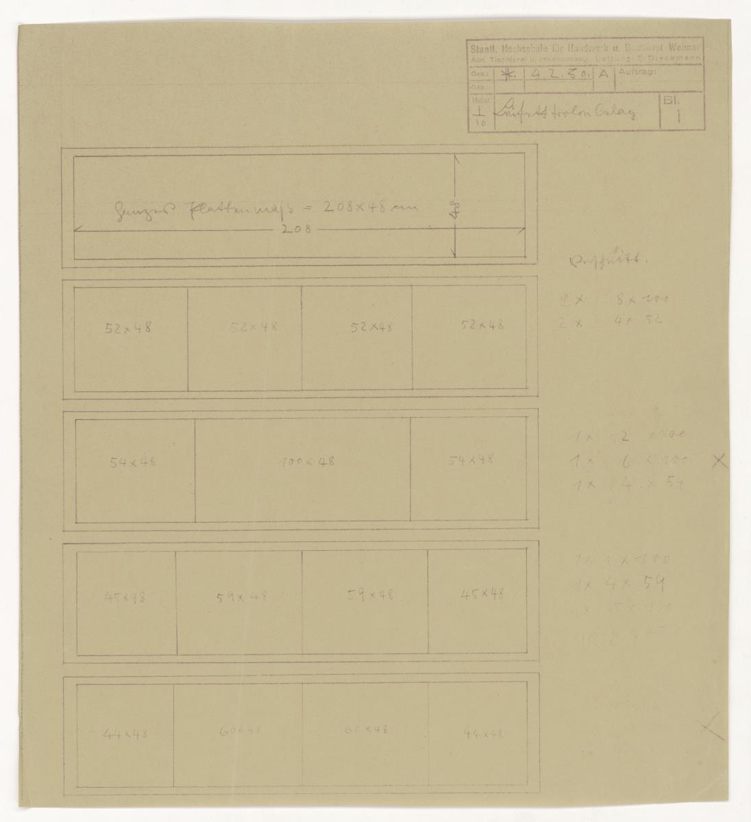 Möbelskizze, Details (Möbelentwürfe, Diverses)