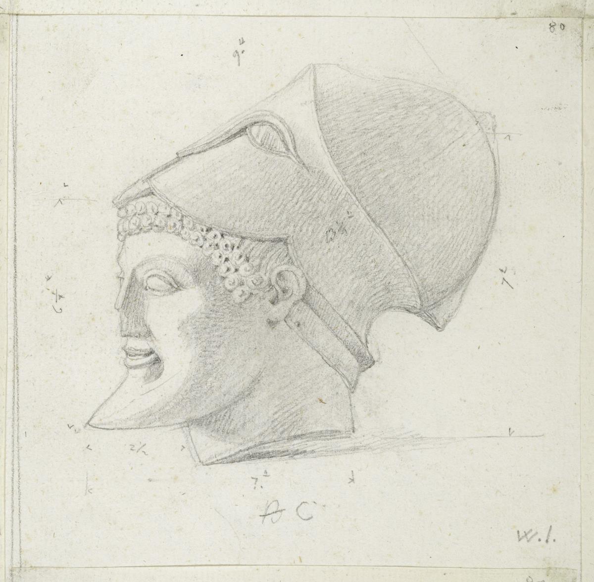 Aegineten-Skizzen, Kopf mit Helm