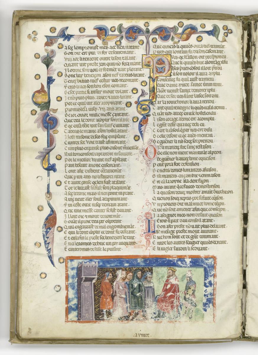 Hüon d'Auvergne, Roman in Versen, geschrieben v. Nicolas Trombeor. Karl Martell wird berichtet