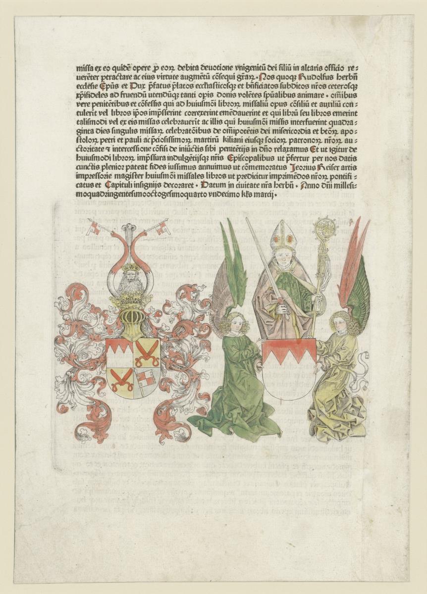 Wappen d. Fürstbischofs Rudolph II. v. Scherenburg und des Domkapitels zu Würzburg