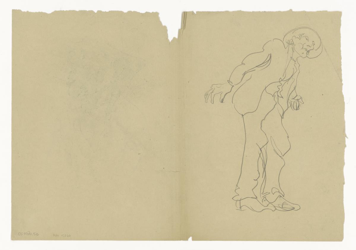 Frau mit Hut, Halbprofil, Skizze (Figürliche u. a. Darstellungen)