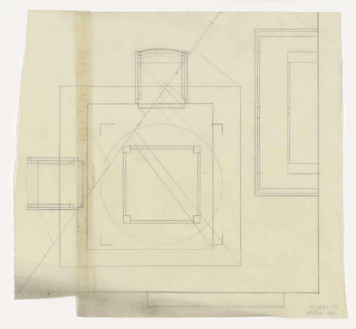 Sitzecke, Tisch mit zwei Stühlen, Grundriss (Möbelentwürfe, Wohnräume)