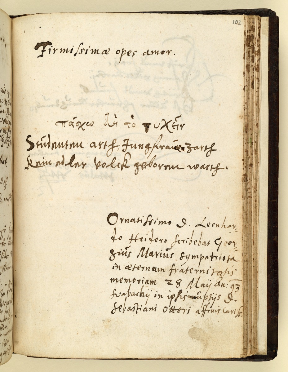 Stammbuch des Leonhard Hayder von Nürnberg, fol. 102r+v
