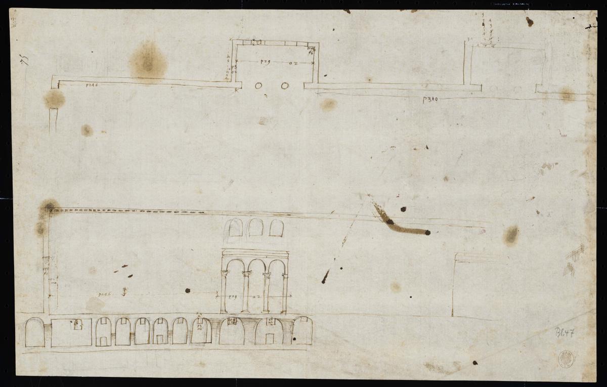 Diocletians Thermen, Grundrisse und Schnitte der Umfassung