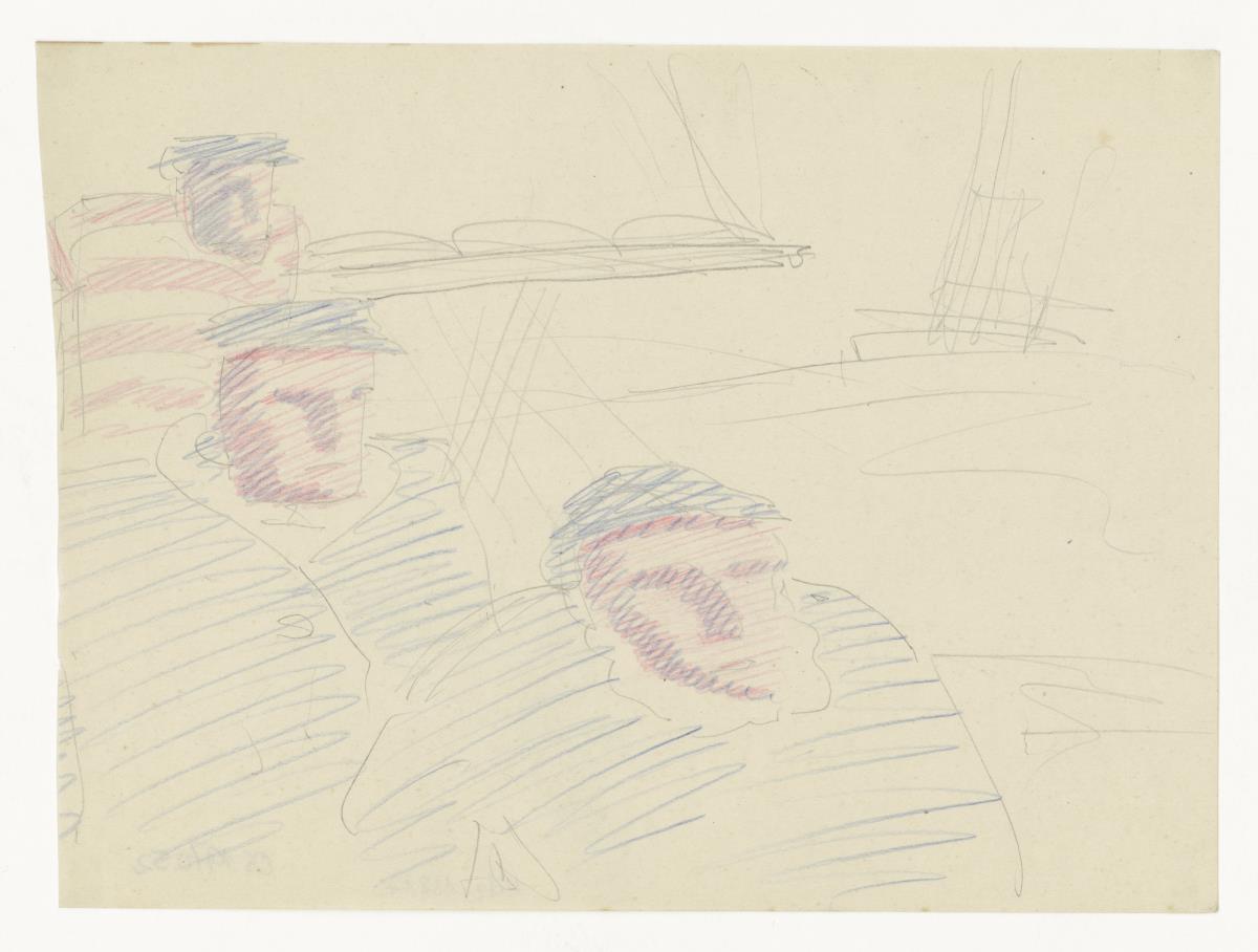 Drei Fischer vor Schiff, Skizze (Figürliche u. a. Darstellungen)