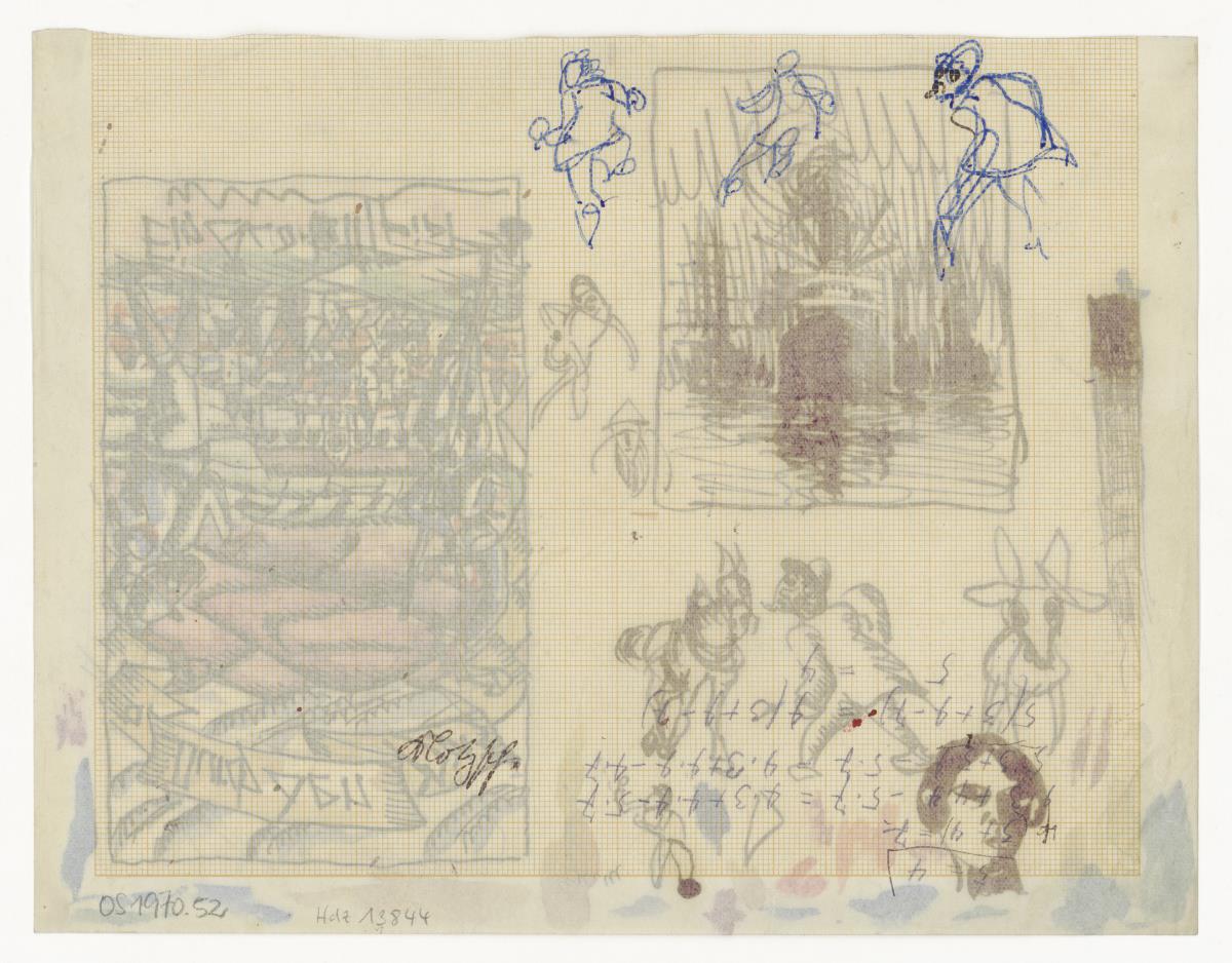 Quartettspiel "Durch den Harz", Entwurf Titelblatt; Skizze Schiff (Gebrauchsgraphik)