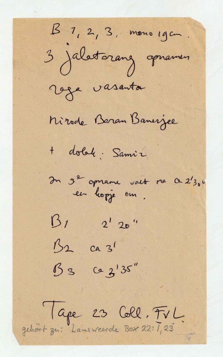 Three recordings of Jalatarang; Nirodbaran Banerjee