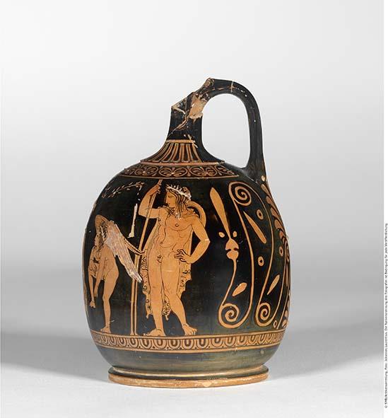 Attische rotfigurige Bauchlekythos mit weißer Bemalung und Vergoldung