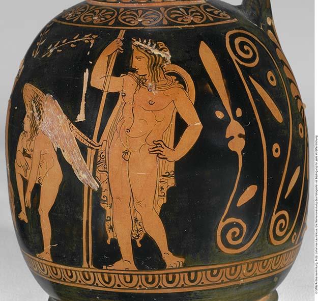 Attische rotfigurige Bauchlekythos mit weißer Bemalung und Vergoldung