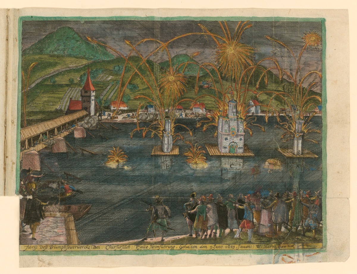 Abriss dess Triumphfewerwercks. Bei . Churfürstlich: Heimführung, Gehalten den 9. Juni 1613