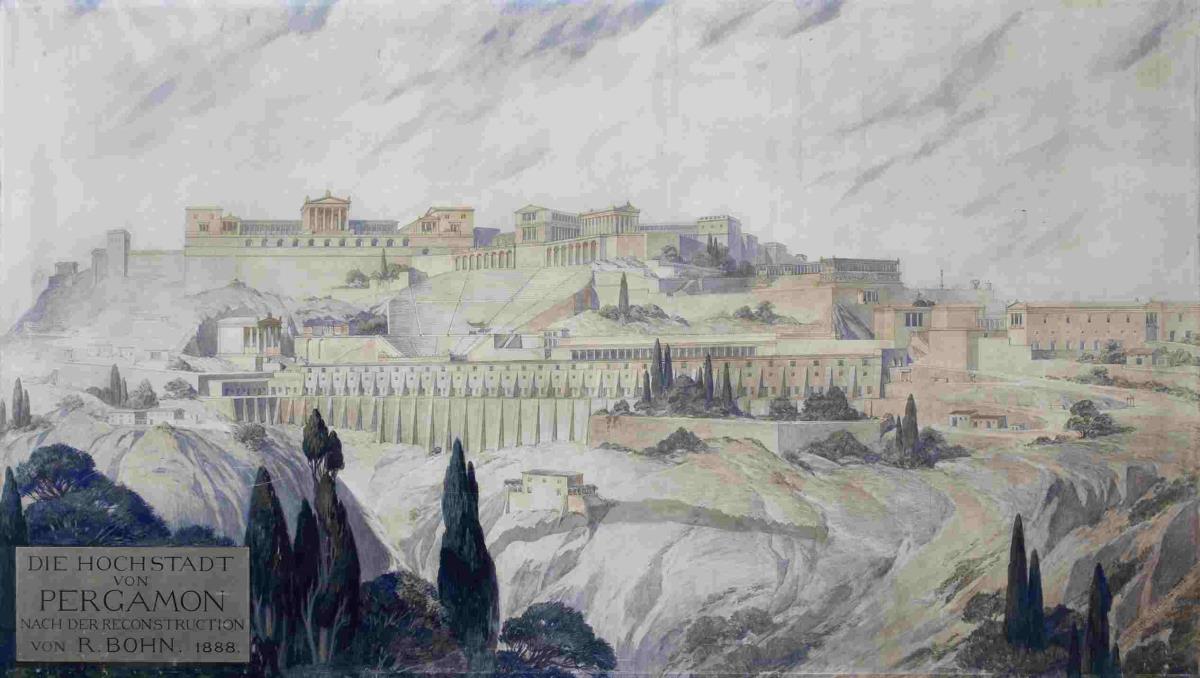 Akropolis von Pergamon, beschr.: "Die Hochstadt von Pergamon nach der Reconstruction von R. Bohn 1888"