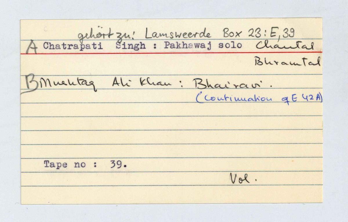 Raja Chatrapati Singh (Pakhawaj solo), Mushtar Ali Khan