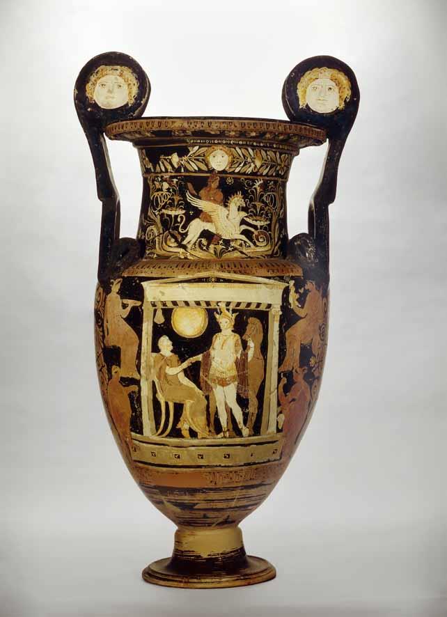 Apulischer Volutenkrater mit Maskenhenkeln