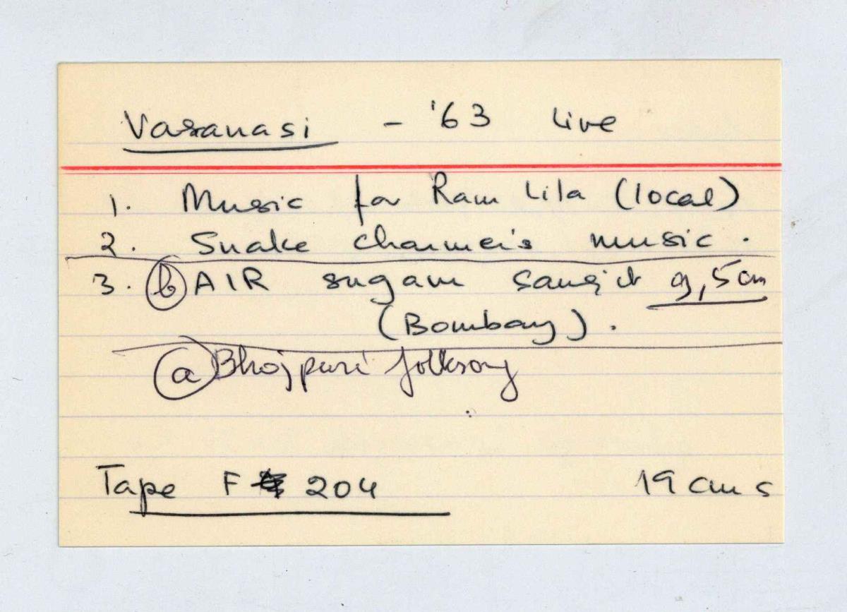 1. Music for Ram Lila, 2. Snake Charmer's music, 3a. Bhojpuri folksong, 3b. AIR sugam sangit