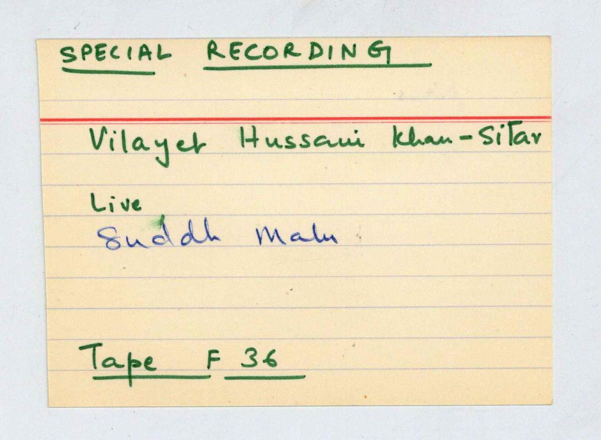Vilayat Husssain Khan (sitar) - Live