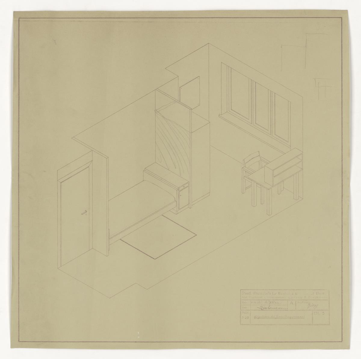Gastzimmer, Perspektive, Auftrag Götsch, Musikheim (Möbelentwürfe, Wohnräume)