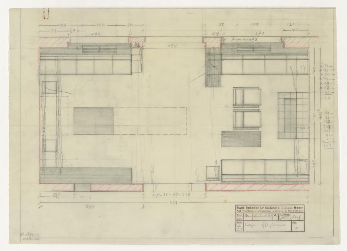 Wohn-Esszimmer, Grundriss, Auftrag Götsch, Musikheim (Möbelentwürfe, Wohnräume)