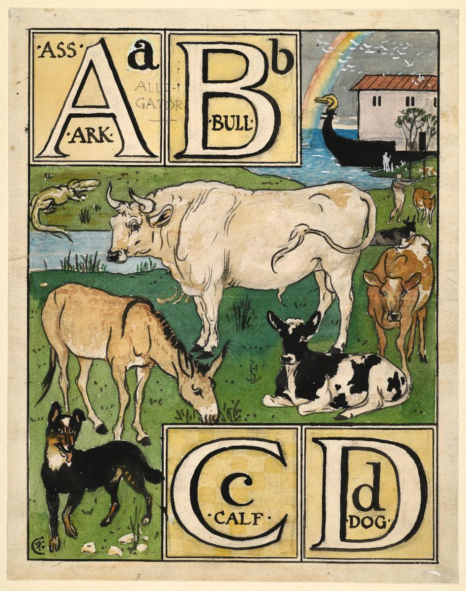 Entwurfszeichnung zu Noah's Ark Alphabet, Erstes Blatt ABCD